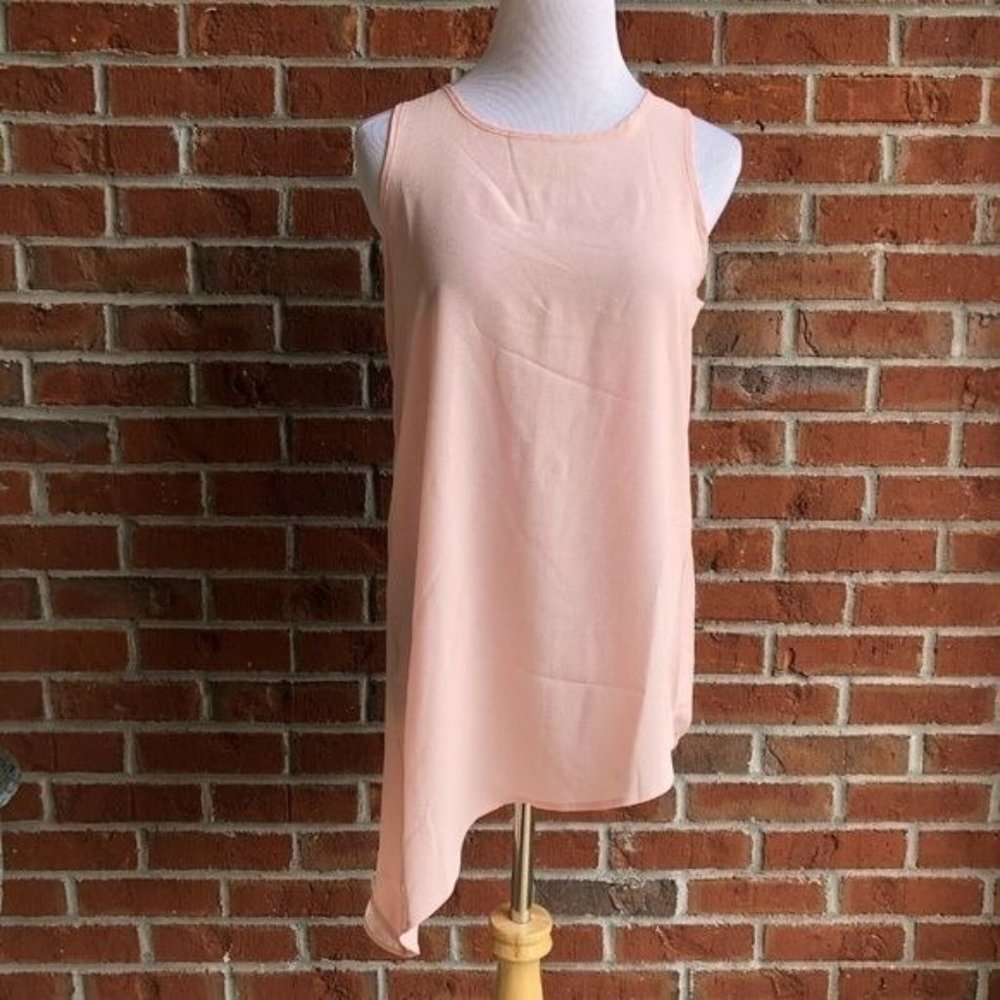 GIBSON Pink Sleeveless Asymmetrical Hem Blouse‎ Top - Size L